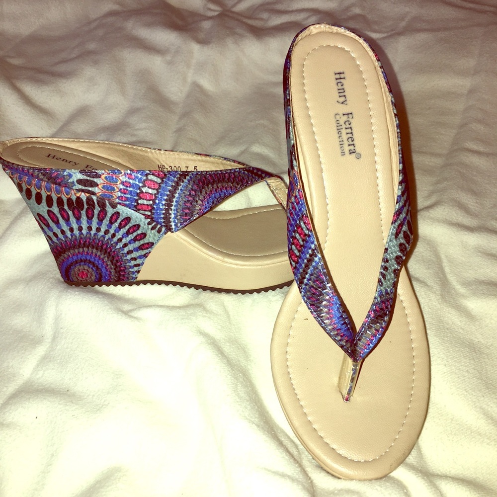 Barely Worn Henry Ferrara Wedge Sandals